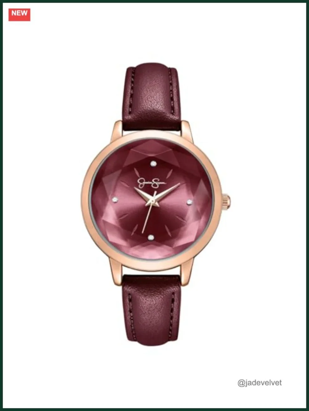 Women's Vegan Leather Analog Watch with Crystal Dial